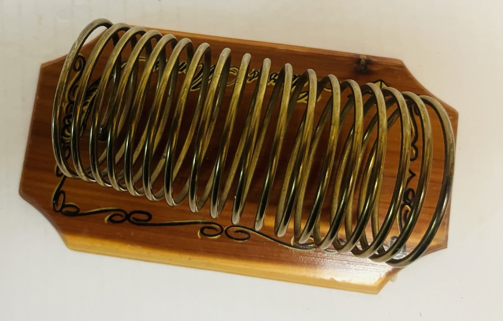 Vintage Brass Coil Desktop Organizer Mail Holder