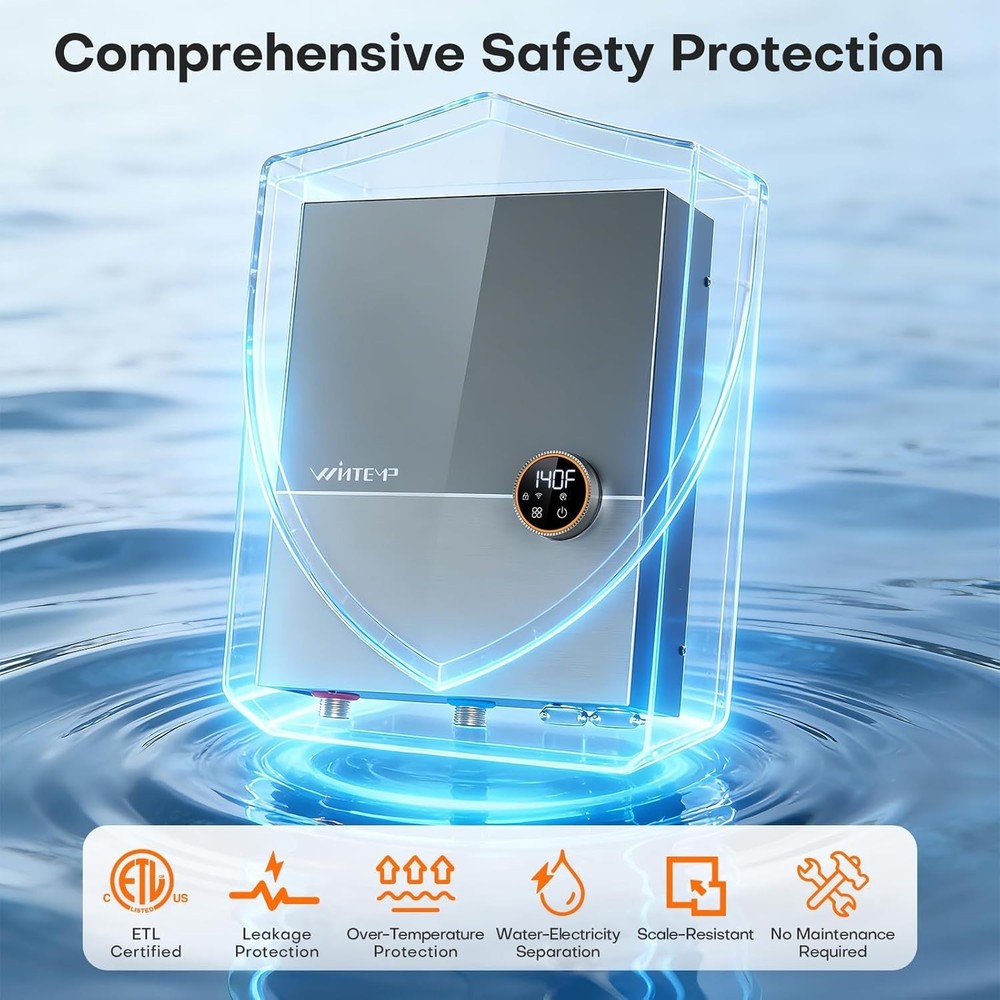 18kW Electric Tankless Water Heater 240V 4.3 GPM WiFi ETL On Demand Gray