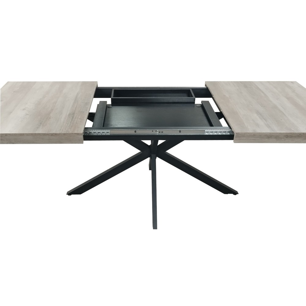 Retro rectangular stretched metal dining table and chairs, combination set Grey