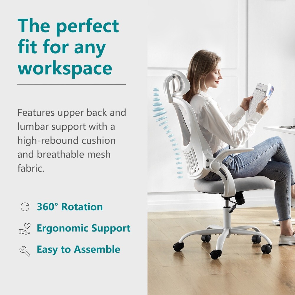 High-Back Ergonomic Computer Desk Chair,Mesh Rolling Home Office Work Task Chair