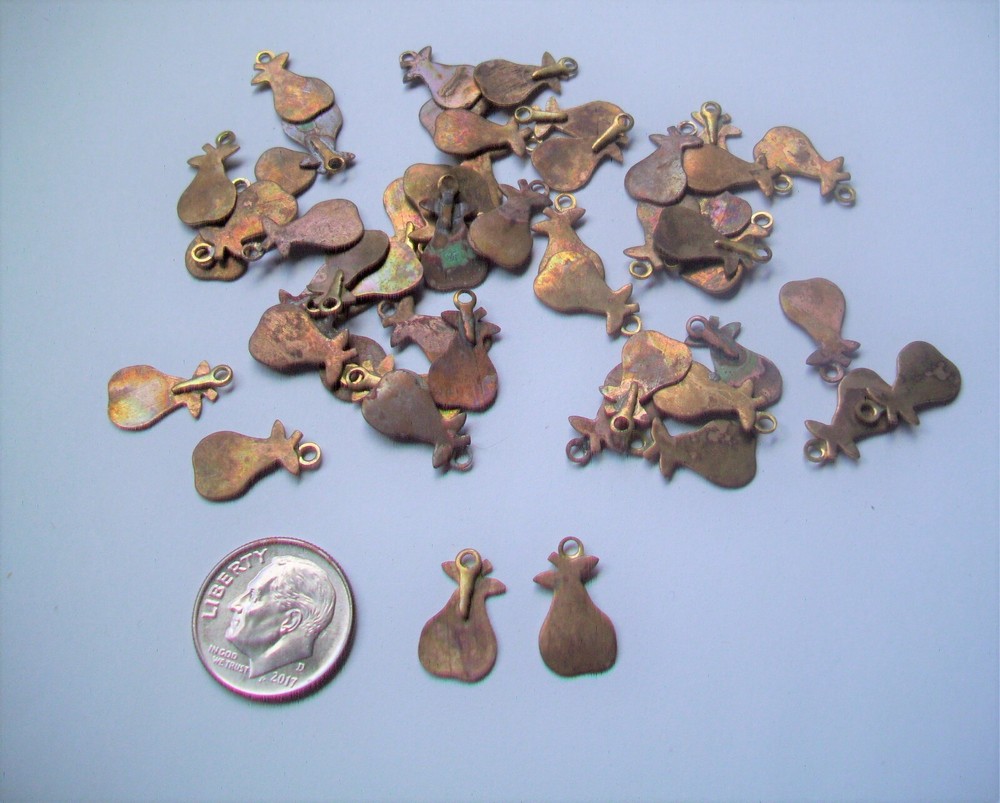 50 pcs. Raw Brass Stamping Finding- SMALL PEAR FRUIT CHARM Shape