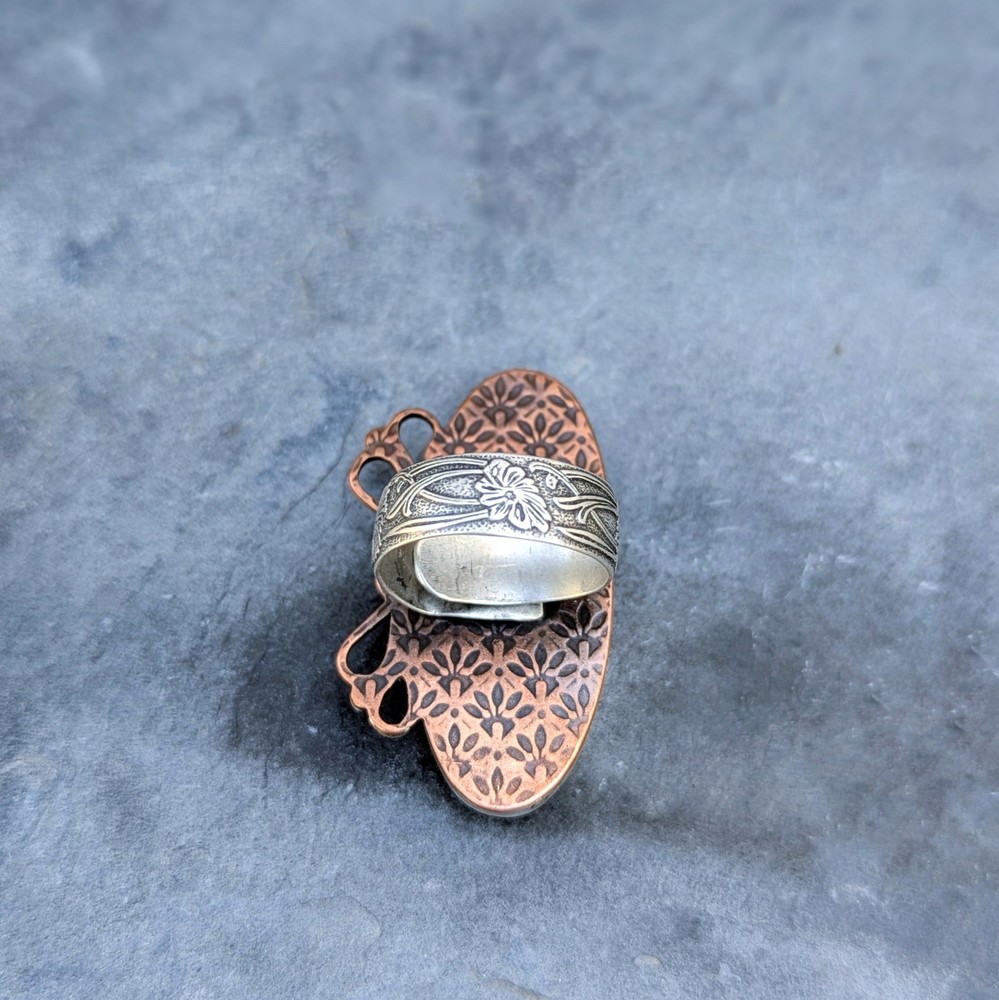 Handcrafted Sterling Silver and Rainbow Labradorite Adjustable Statement Ring