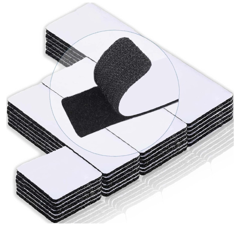 20 Sets Heavy Duty Hook & Loop Adhesive Strips 1x4” Black Sticky Back Fastener