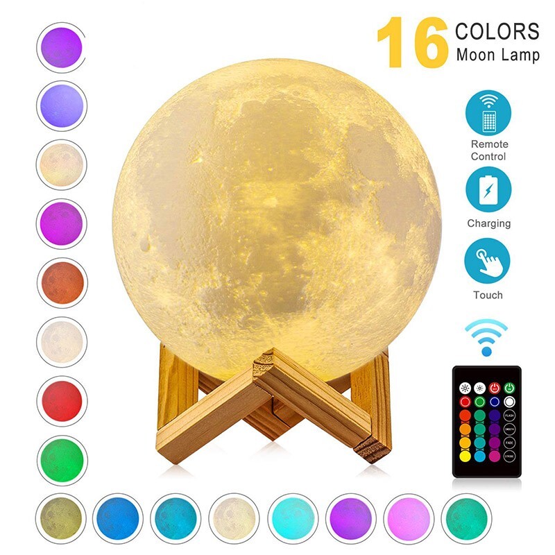 LED Night Light Moon Lamp Timeable Dimmable Rechargeable Bedside Table Lamp new