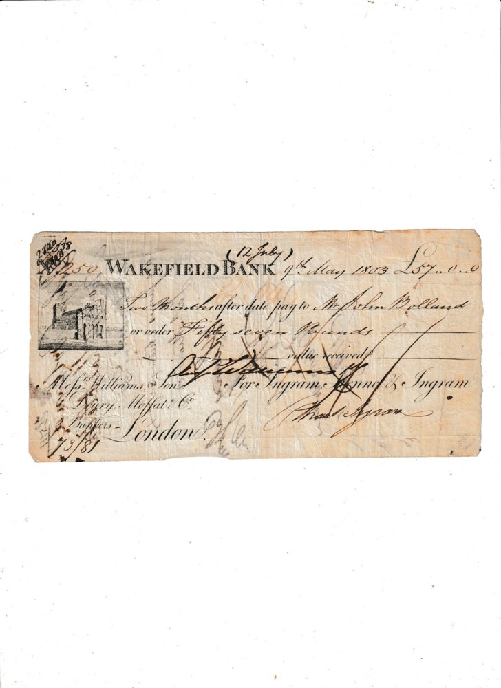 WAKEFIELD  BANK  1803  PAYMENT  ORDER