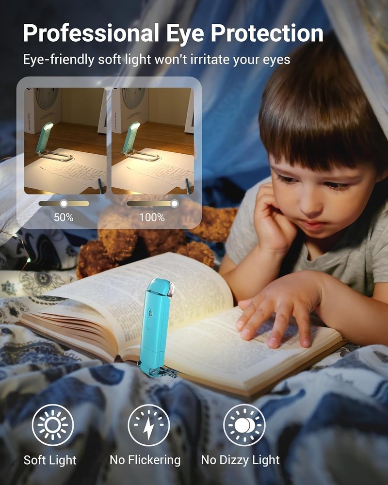 USB Rechargeable Clip-On LED Book Light - Adjustable Brightness for Reading