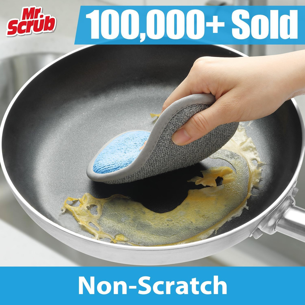 Non Scratch Kitchen Dish Sponges Microfiber Scrubbers 2 Sided 6 Pack