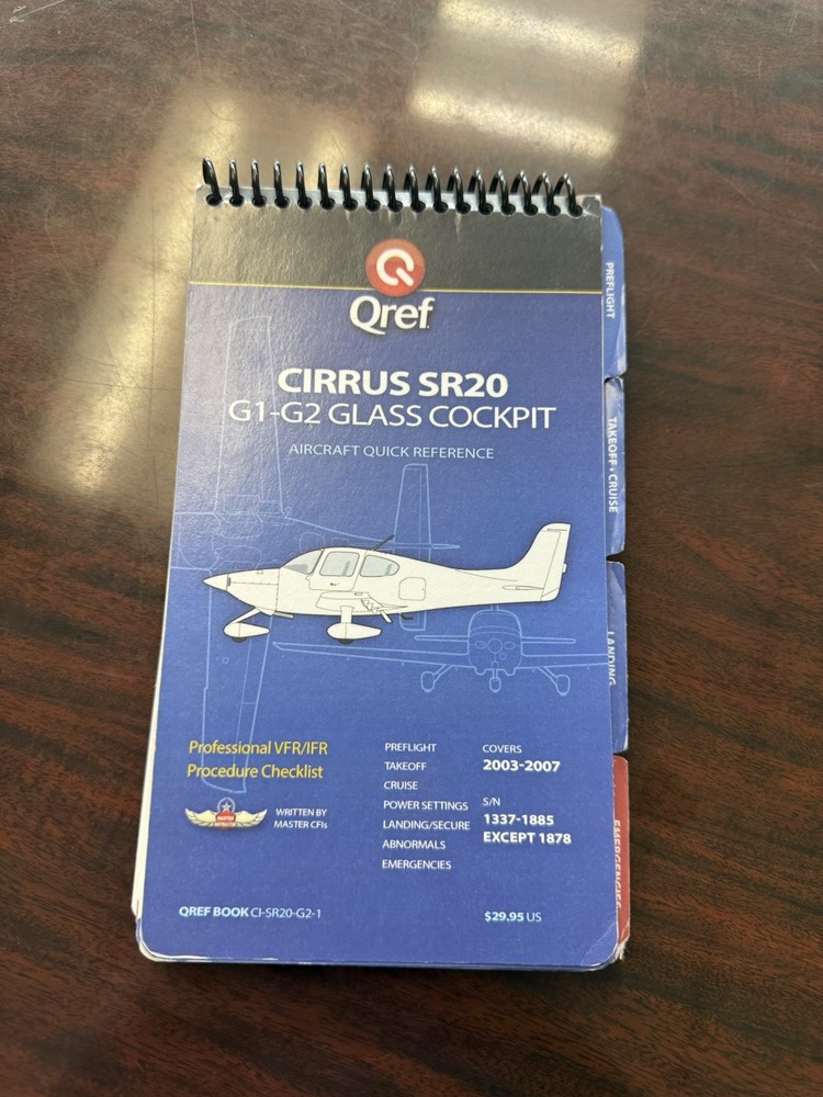 Cirrus SR-20 G1-G2 Glass Cockpit Quick Reference Book