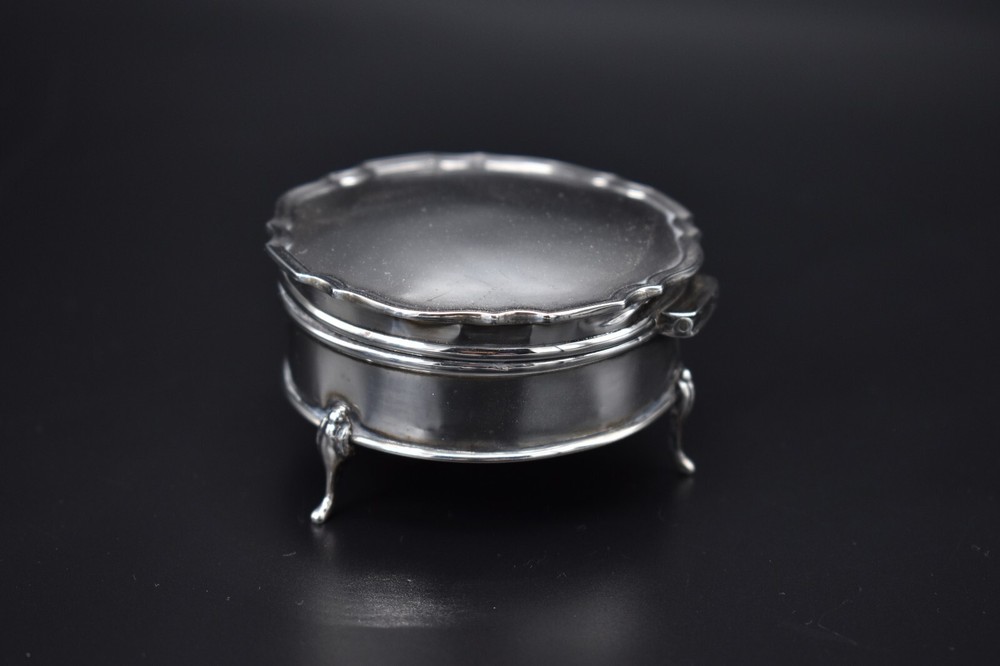 Antique George V Sterling Silver Dressing Table Box Trinket 1925