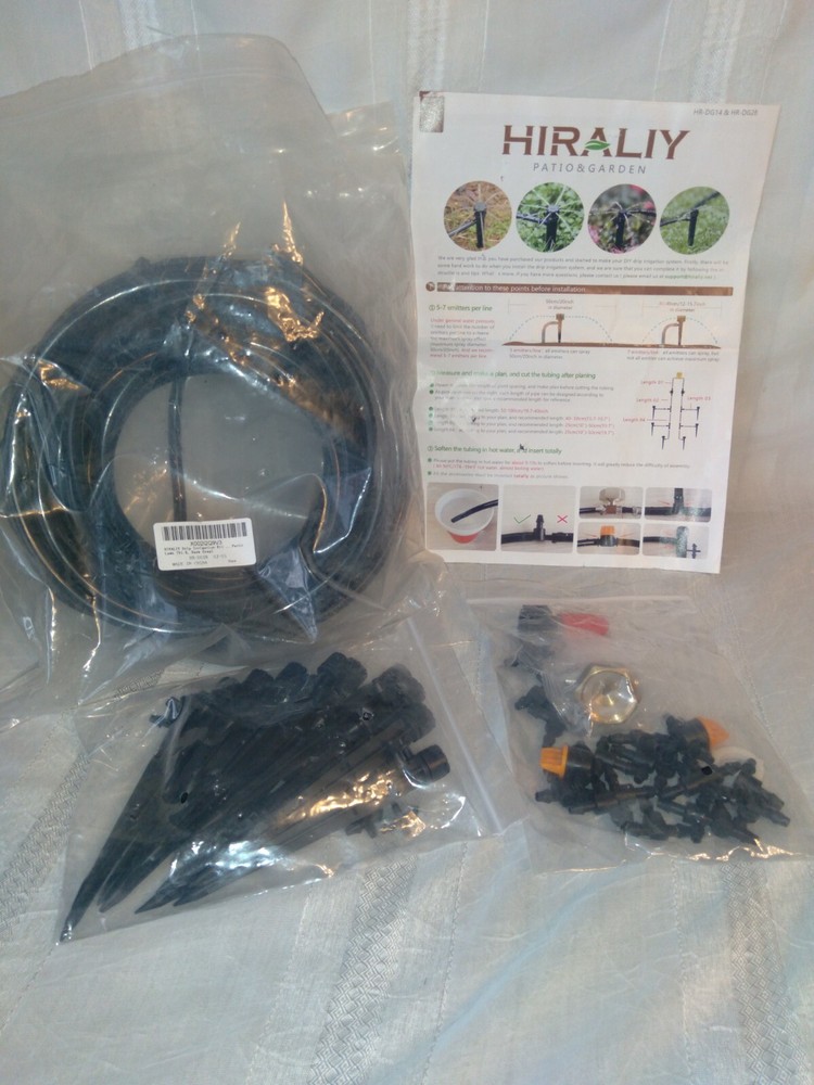 Hiraliy 49ft Drip Irrigation Kit Automatic Watering System for Garden 1/4" Drip