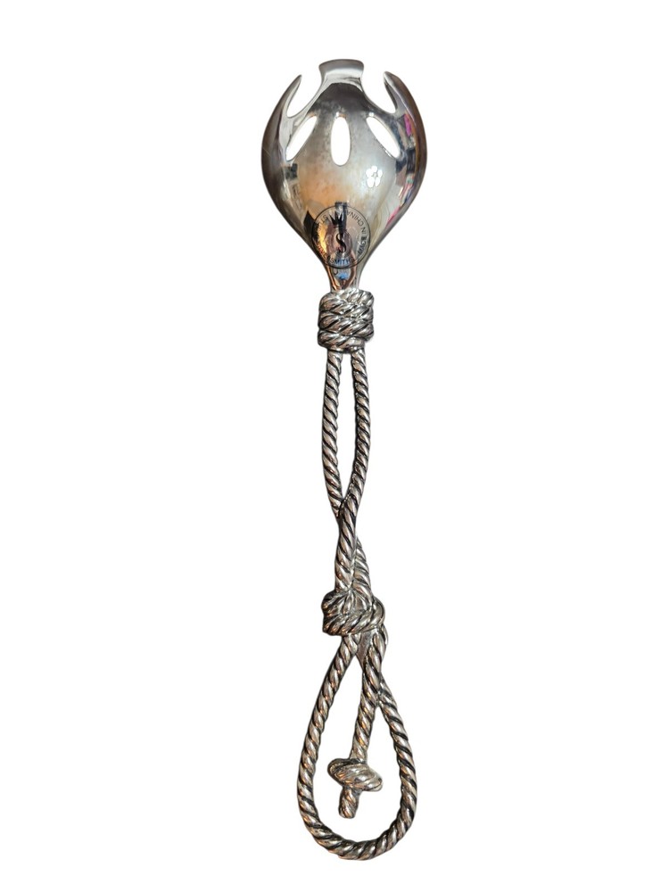 Studio Silversmiths Rope Design Silver Plate Pasta Server Fork New 10.5 Inches