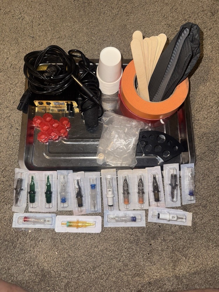 Dynamic Adjustable Tattoo Kit Power Supply Ink Needles Cups