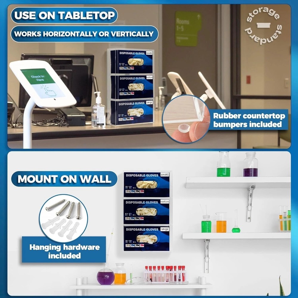 Multipurpose Triple Glove Station - Organized & Efficient Glove Storage Solution