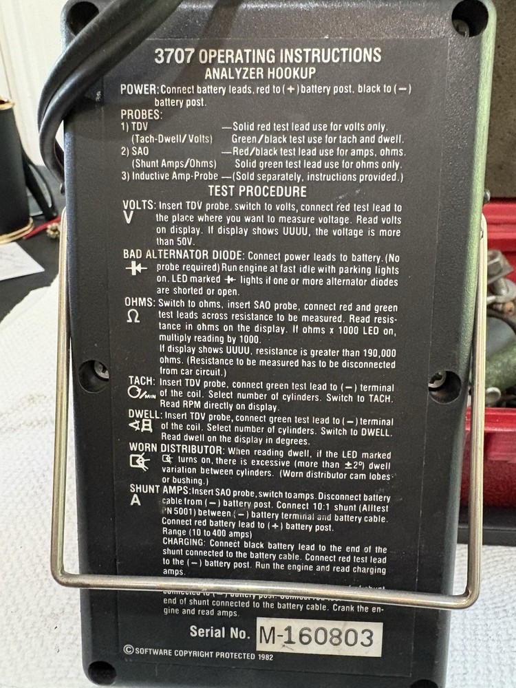 MAC tools ET3707 digital engine analyzer 10 megohms