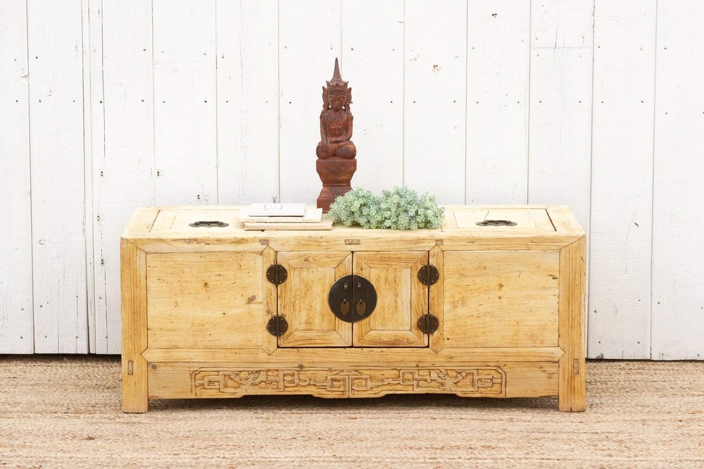 Antique Bleached Wood Chinese Chest