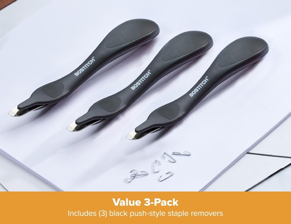Bostitch Office Easy Staple Remover, Magnetic Tip, 3-Pack 3 Pack, Black