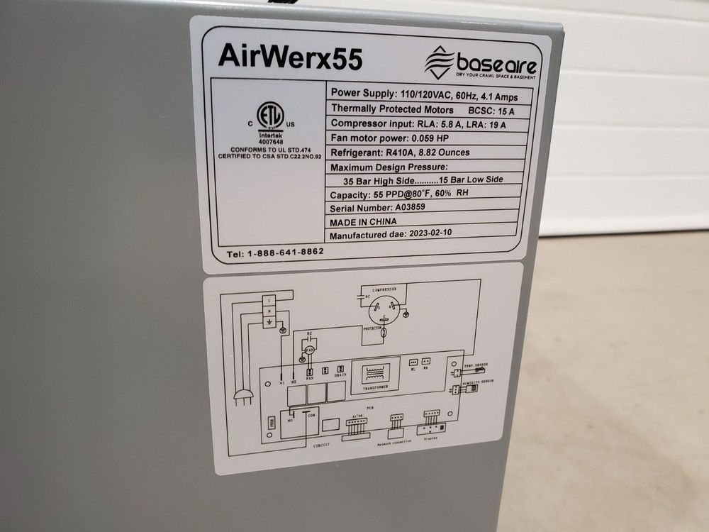 BaseAire AirWerx 55 Dehumidifier