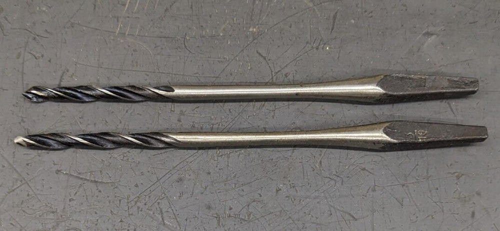 2 Drill Bits Brace Shank 3/16" Germany NOS