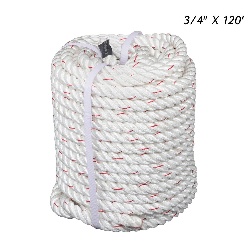 3/4" ×120ft Polyester Braided Rope 2038lbs Breaking Strength Strong Pulling