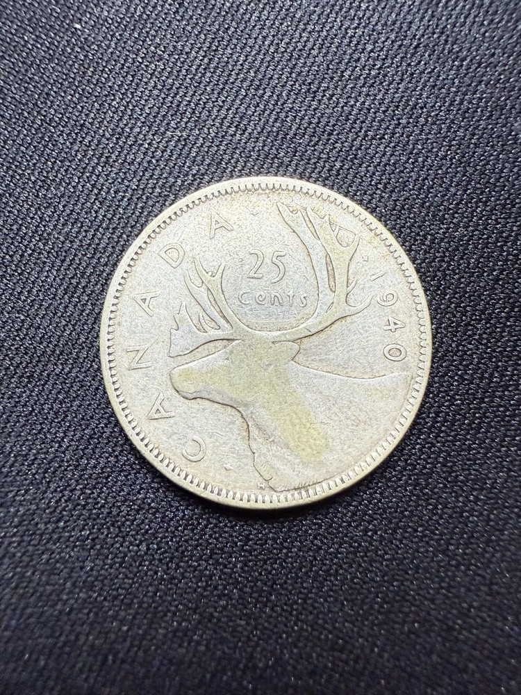 1940 Canada Silver 25 Cents Coin