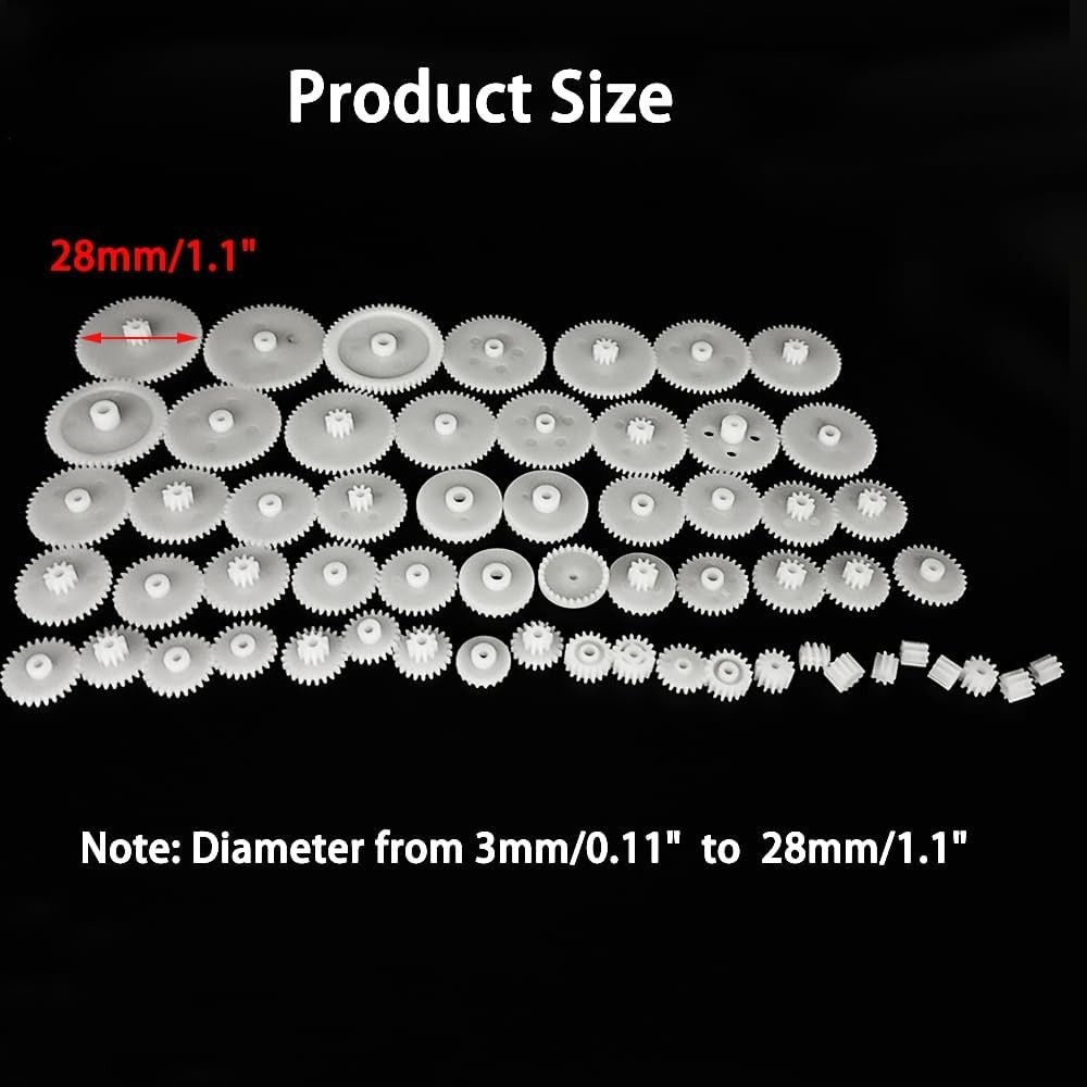 58PCS Small Gear Set: Module 0.5 for DIY Models & Robotics - Plastic Gears