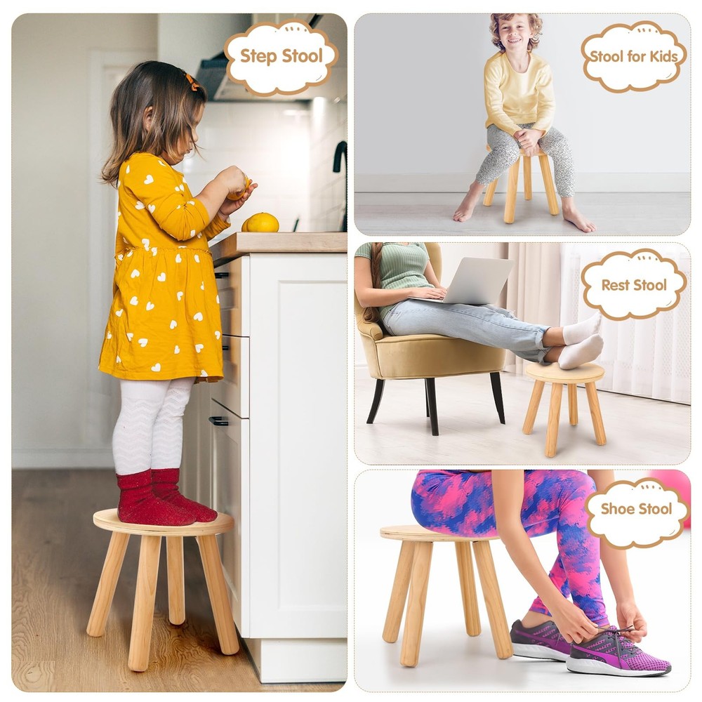 Wooden Step Stools for , 10 Inch Solid Chairs Perfect Matched Sensory Table, ...