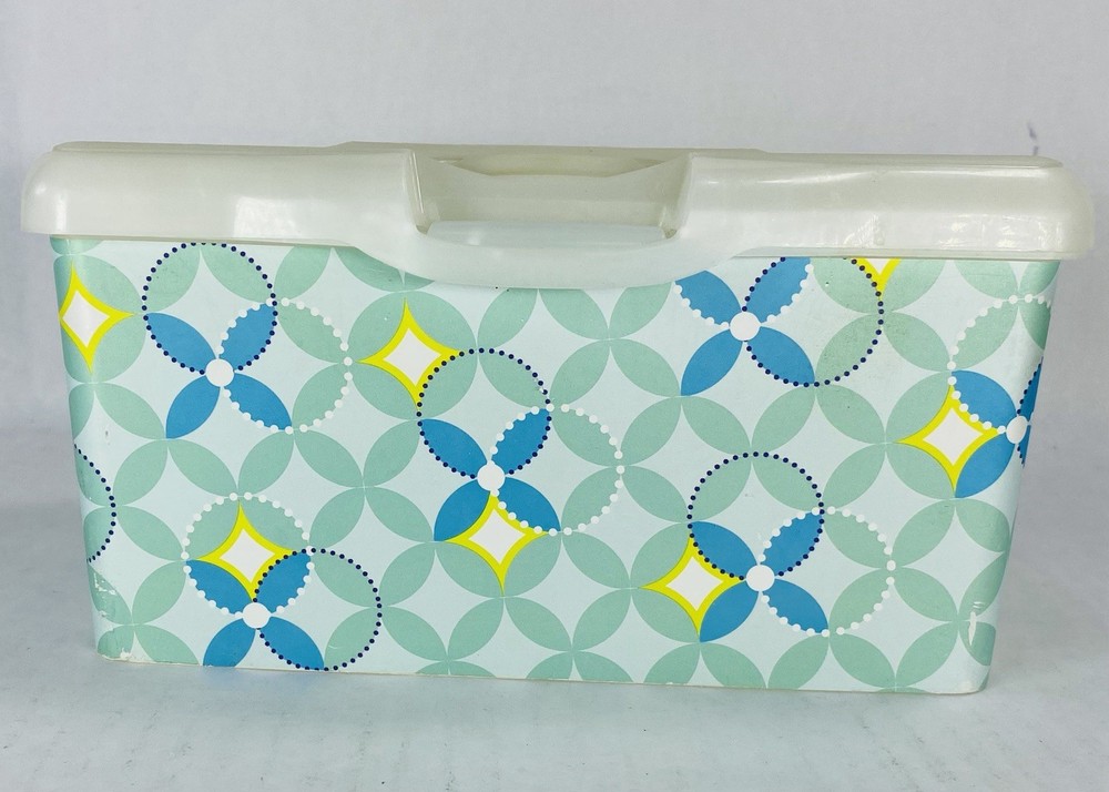 Huggies Empty Wipe Container Pop Top Design Refillable Geometric Blue Green