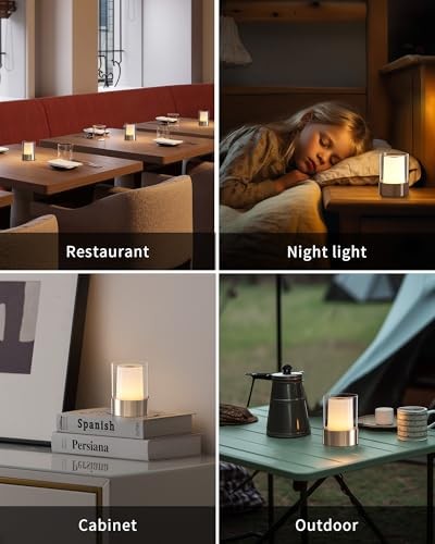 4" Mini Dining Table Light 2 Pack for Buffet Restaurant, Gold-2 (PE Plastic)