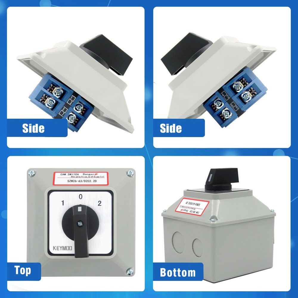 63A Rotary Changeover Switch with Master Switch Exterior Box, 660V 3 Position...