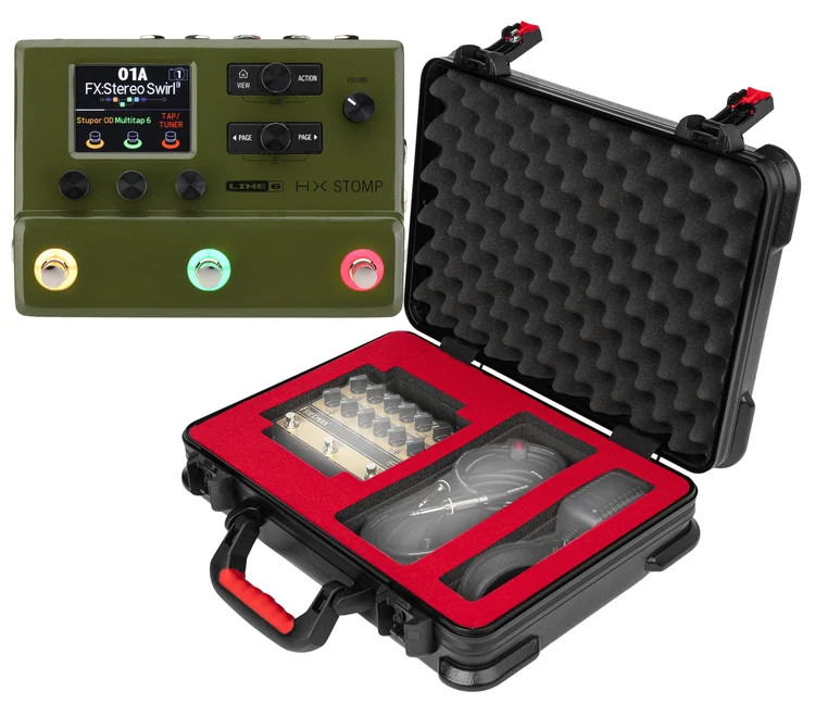 Line 6 HX Stomp Guitar Multi-effects Floor Processor with TSA Case - Olive Green