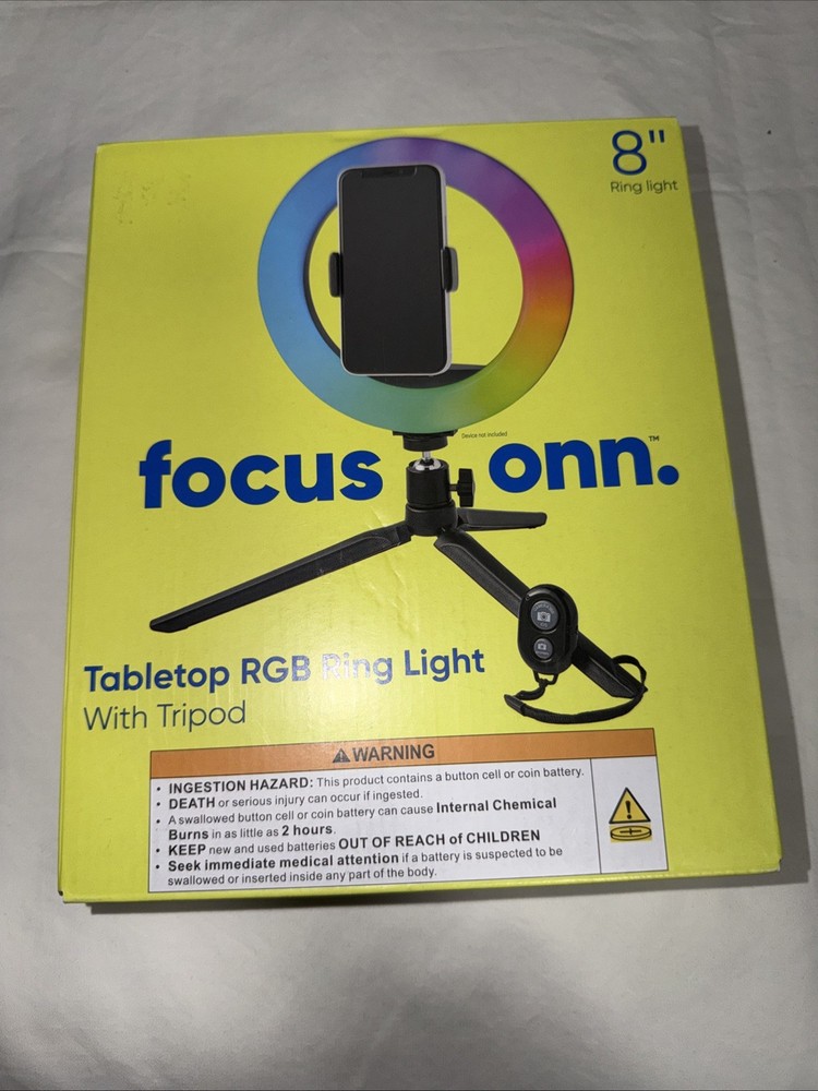 TableTop 8” RGB Ring Light With Tripod Focus On NIB