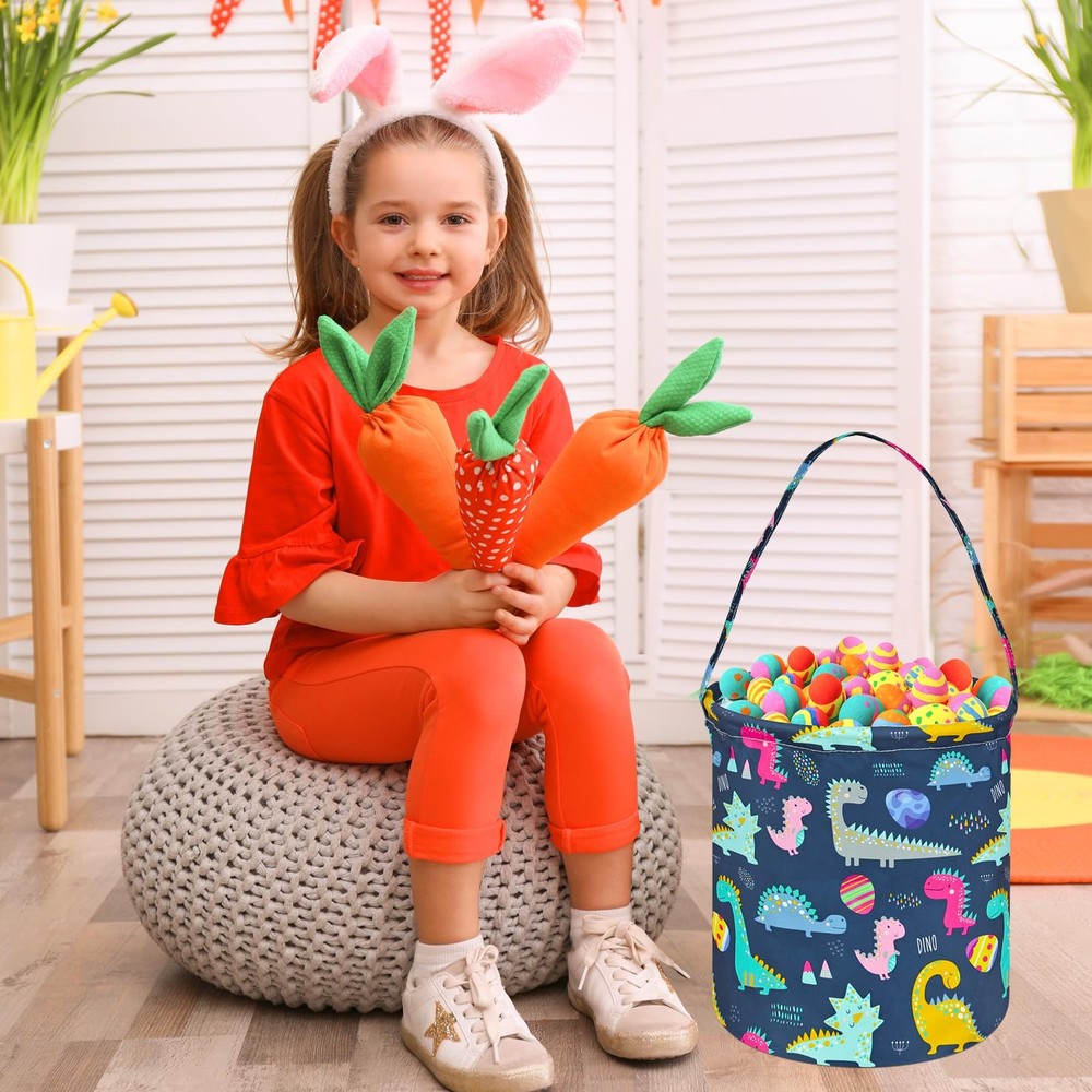 ACMUUNI Easter Egg Basket Easter Bunny Gift Basket Storage Bucket Portability...