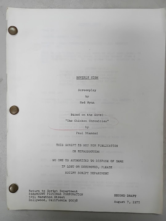 2 Vintage Original Scripts The Chicken Chronicles 1st & 2nd Draft Paul Diamond