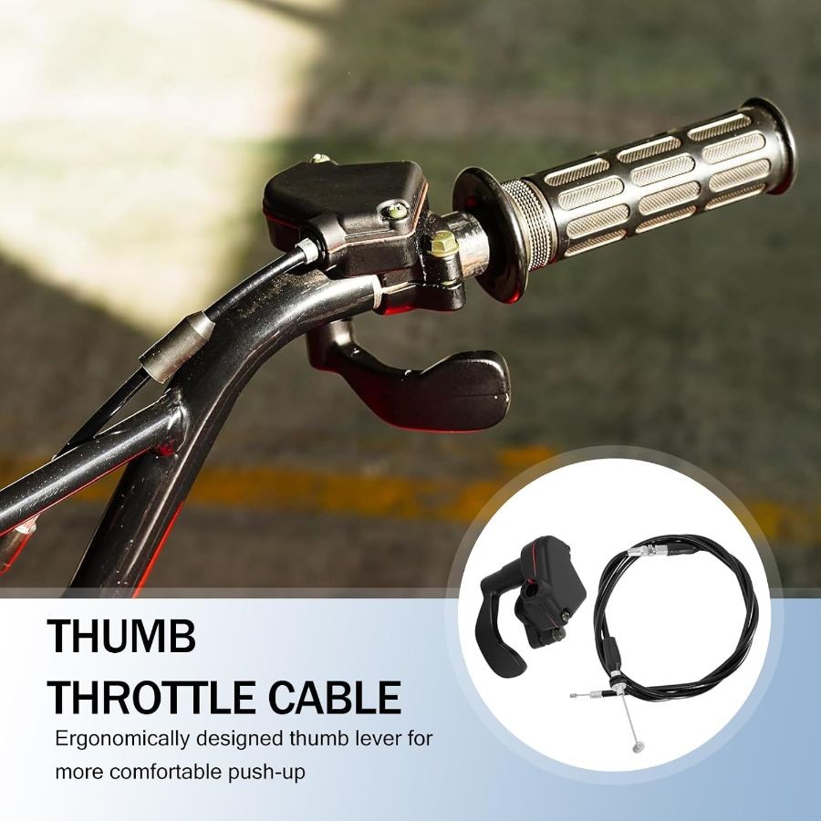 1 PC Motorcycle Thumb Controller Throttle Cable, 46.5" Metal Durable Throttle Ca