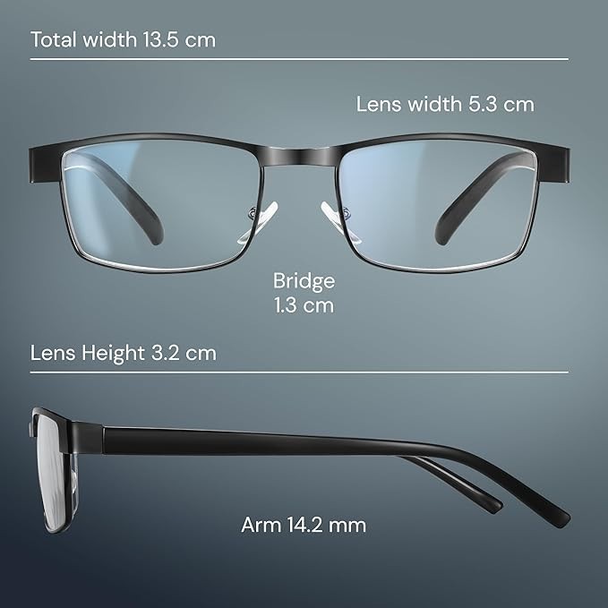 BLS Businessman Rectangular Reading Glasses - Professional Durable Readers - ...