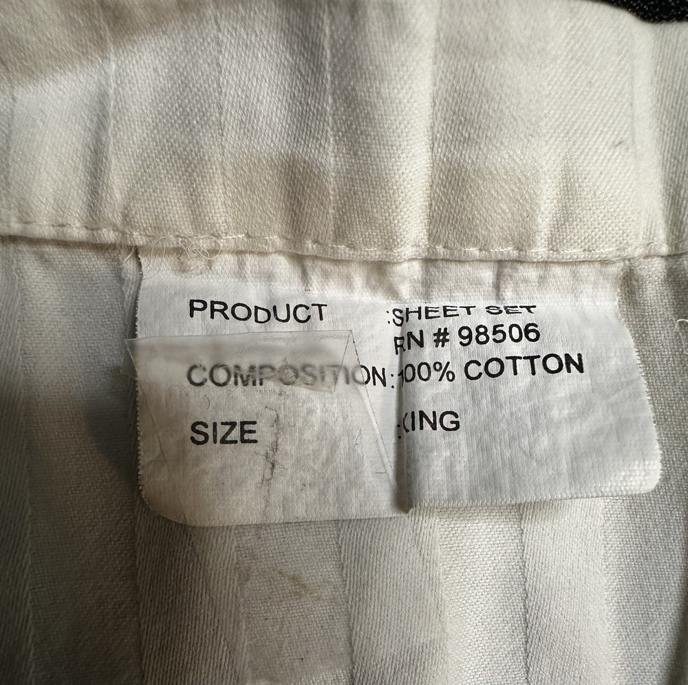 Wamsutta Striped King Flat Sheet Off White