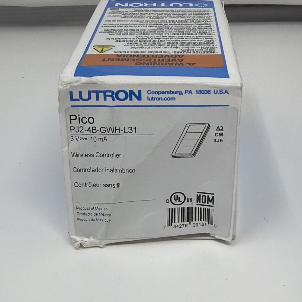 Lutron PJ2-4B-GWH-L31, 4 Button Scene Light, Wireless Controller