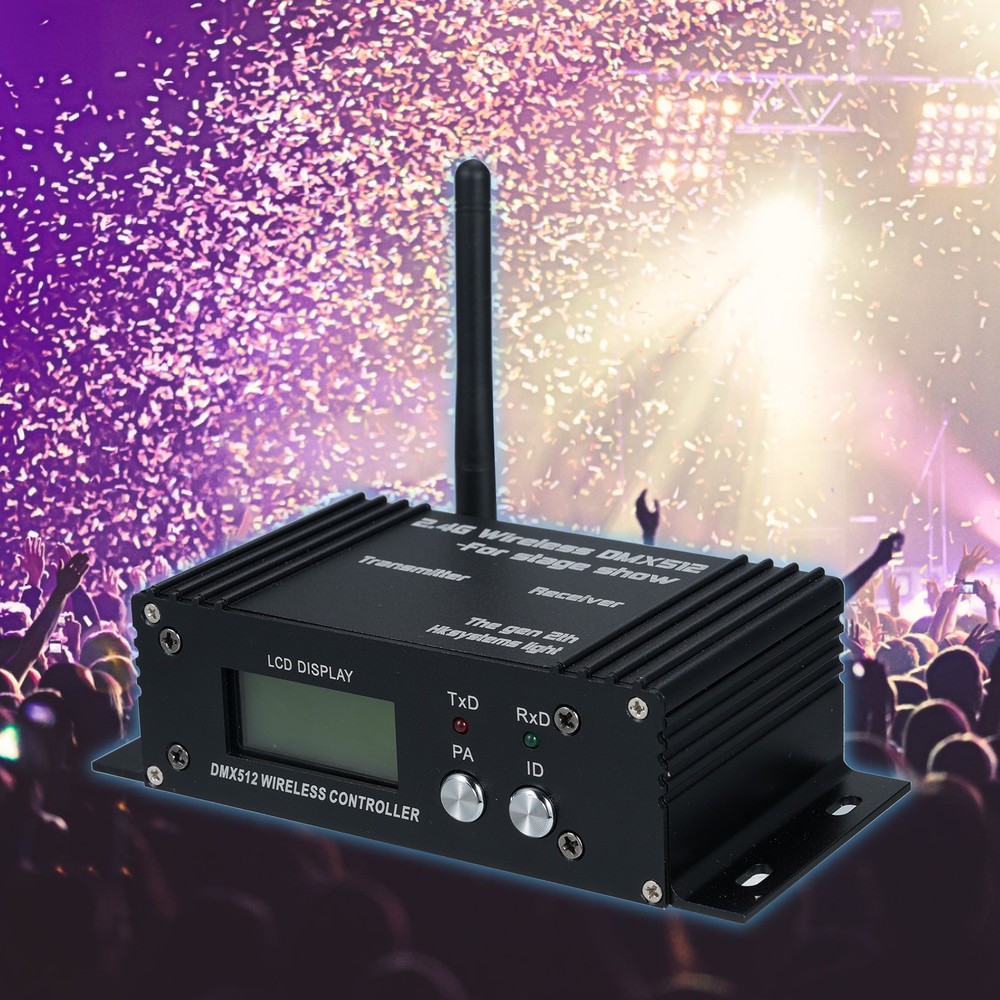 1-DMX 512 2.4G Wireless Controller Transmitter Receiver LCD Display Power