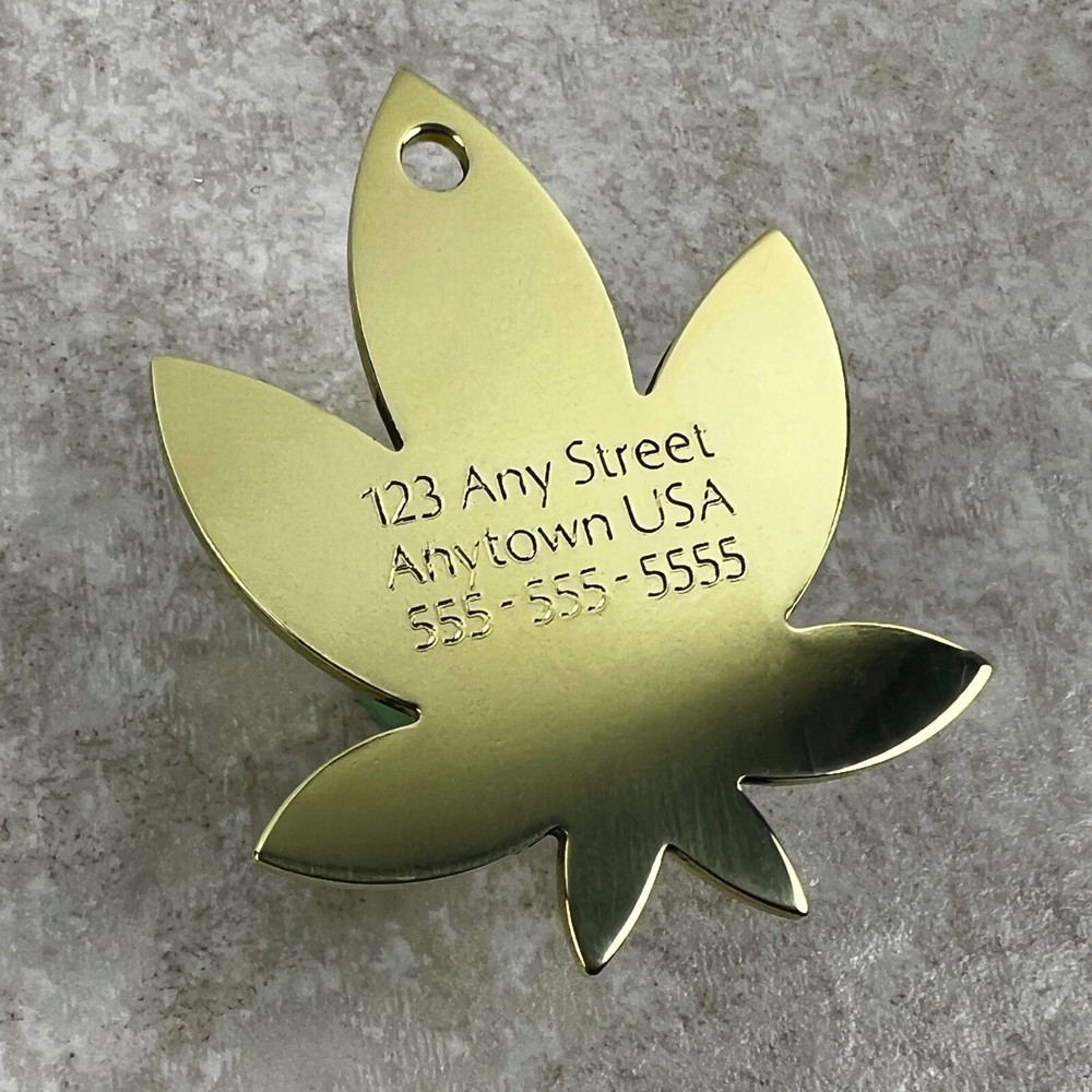 Custom Engraved Dog Tags Personalized Dog Collar BRASS Engraved MAPLE LEAF TAG