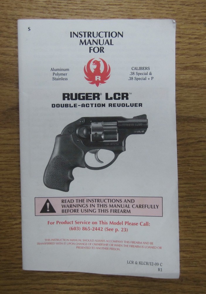 Ruger LCR  Factory Instruction Manual