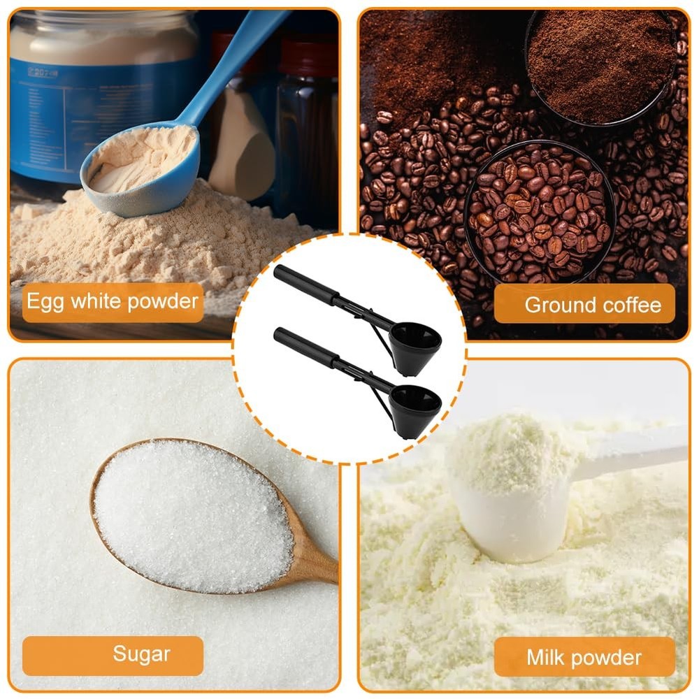 2-Pack Sliding Bottom Funnel Scoop | 0.35oz Capacity Spill-Proof Easy Transfe...