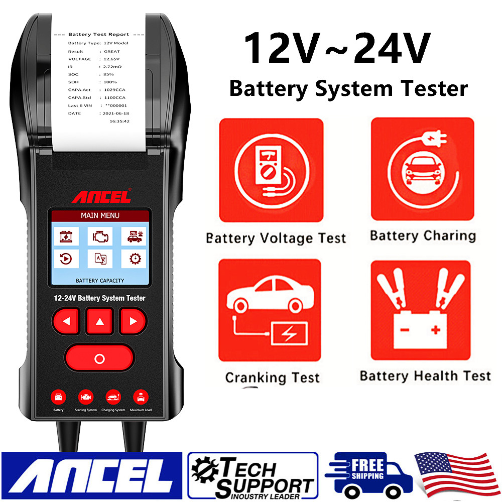 12V 24V Digital Car Battery Tester Load Charging Cranking System Test Analyzer