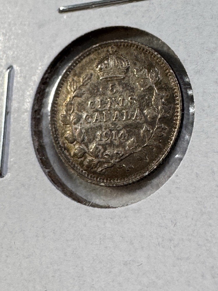 1914 Canada 5 Cents Silver Coin