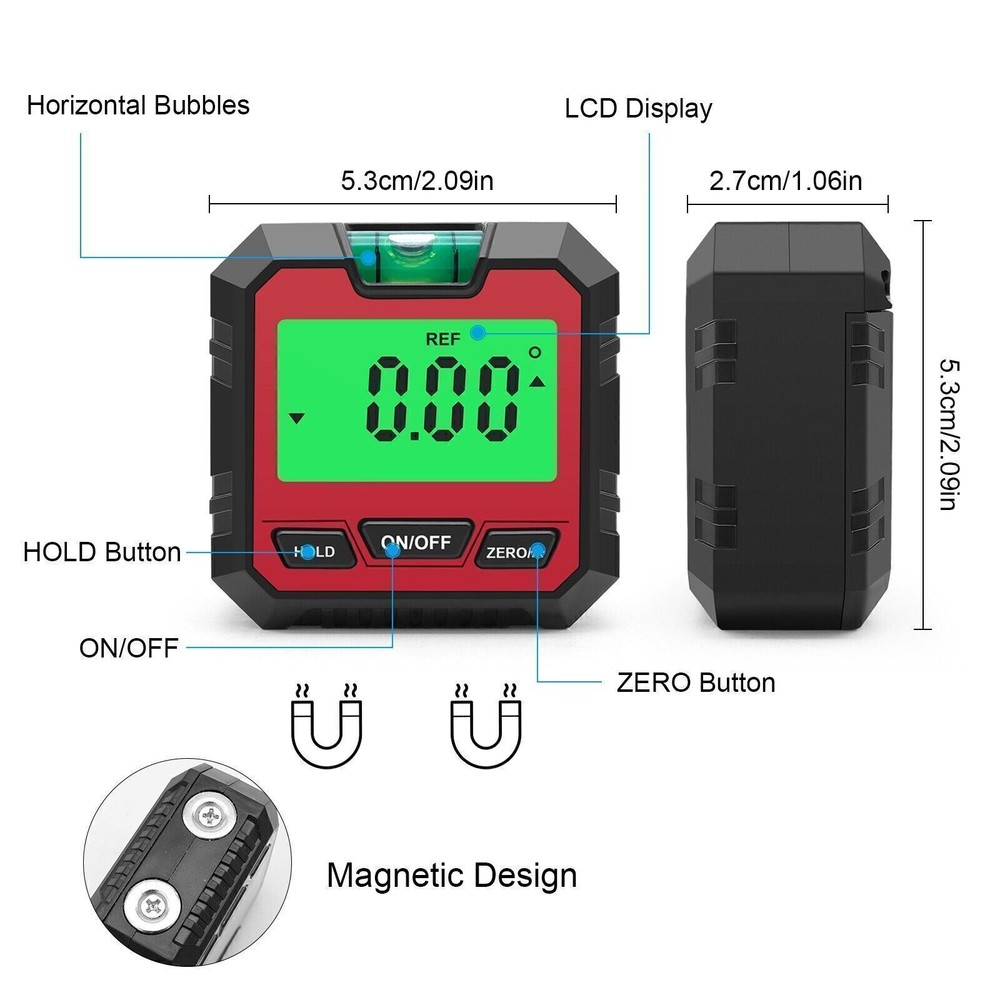 360° Magnetic Angle Finder Tool – Digital Level Protractor LCD Box