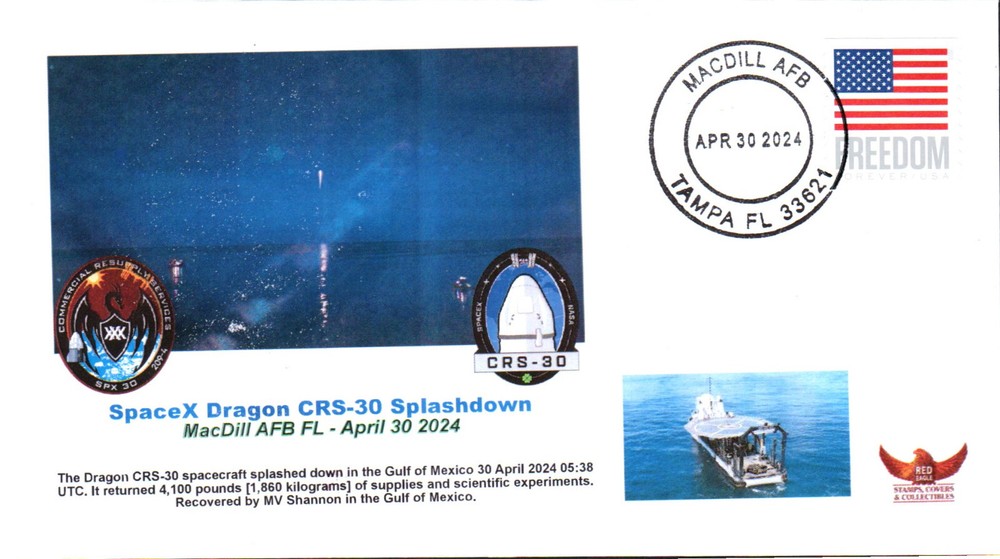 2024 SpaceX  CRS-30 Dragon Spacecraft Splashdown MacDill AFB FL 30 April