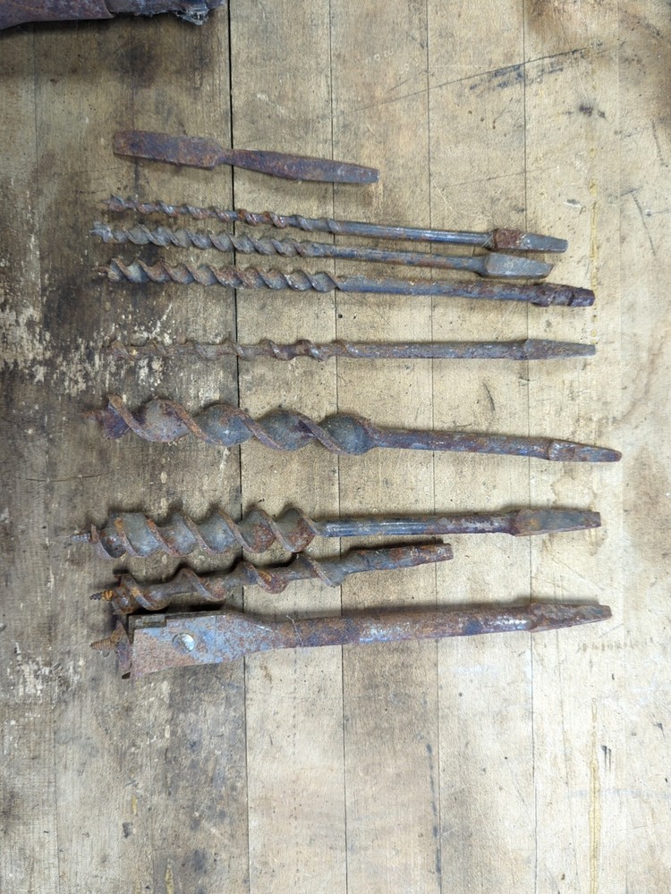 Vintage Hand Drill With Various Bits