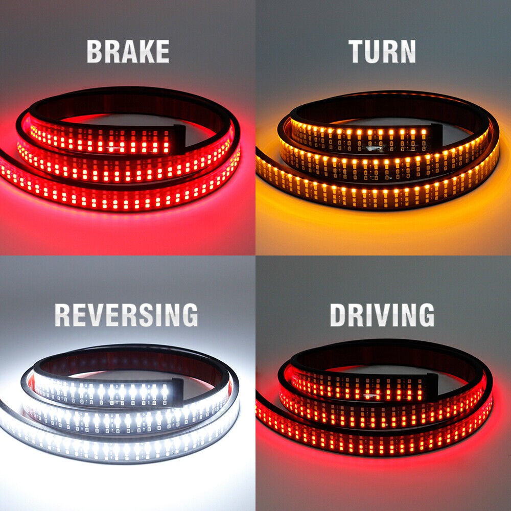 For Chevy Silverado LED Tailgate Light Bar 60" Triple Row 4 Row 6-Function Strip