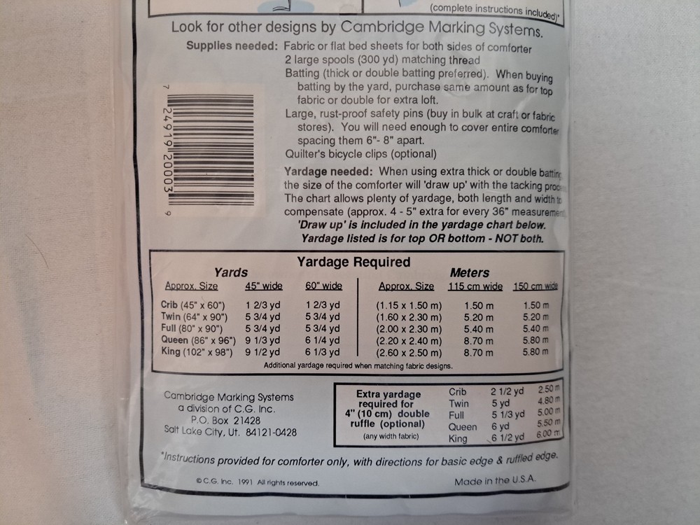 Cambridge Marking Systems - Fabric Template (Diamonds) - New