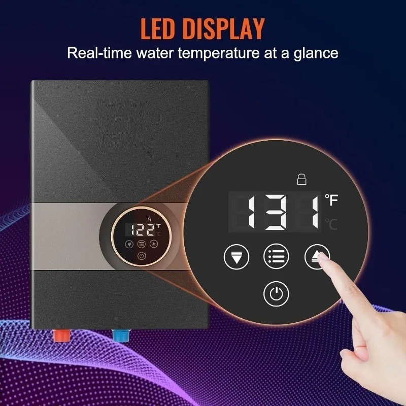 Electric Tankless Water Heater, 13.8KW Instant Hot Water Heater, Digital Display