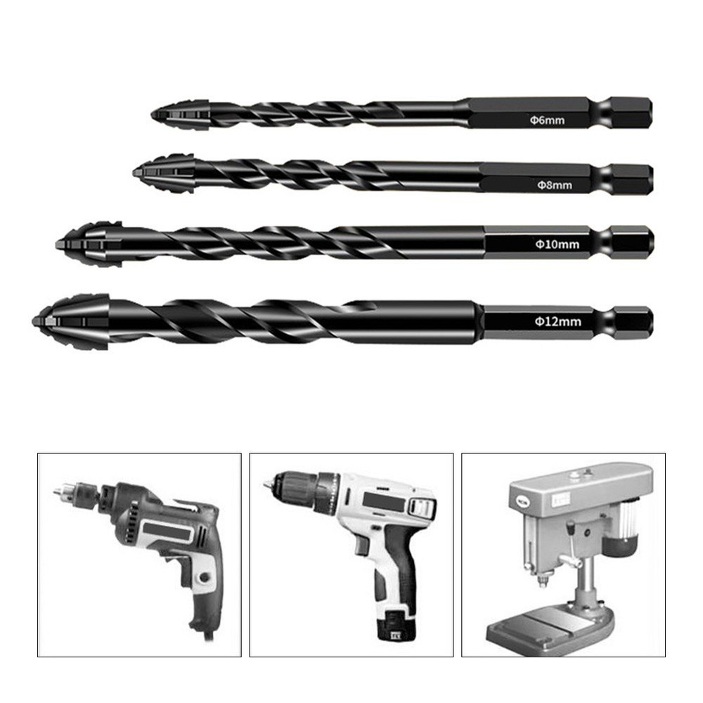 4pc Eccentric Drill Bits for Precision Drilling in Glass and Hard Plastics